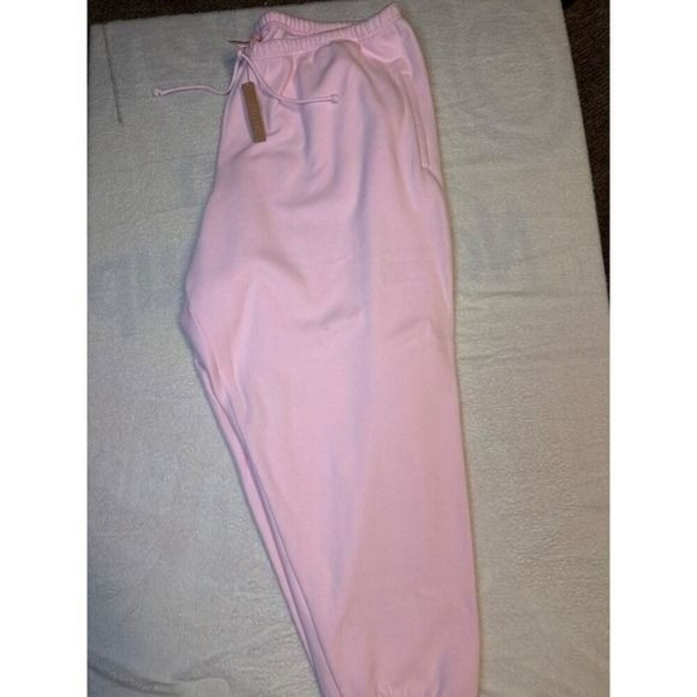 NWT SKIMS Cotton Fleece Classic Jogger Petal Pink Sweatpants Plus Size 4X - Picture 2 of 5